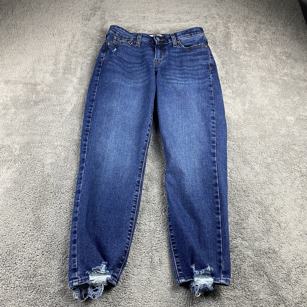 Denizen From Levis Boyfriend Jeans Womens 2 W26 Blue Distressed Hem Mid Rise - Picture 1 of 16